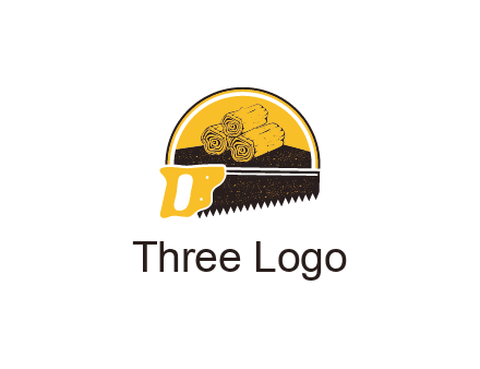 wood logs and saw logo