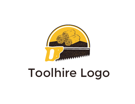 wood logs and saw logo