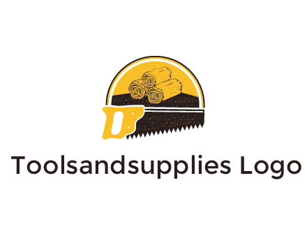 wood logs and saw logo
