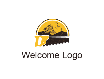 wood logs and saw logo