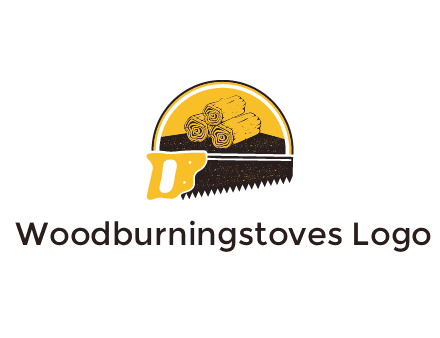 wood logs and saw logo