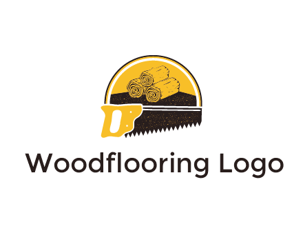 wood logs and saw logo