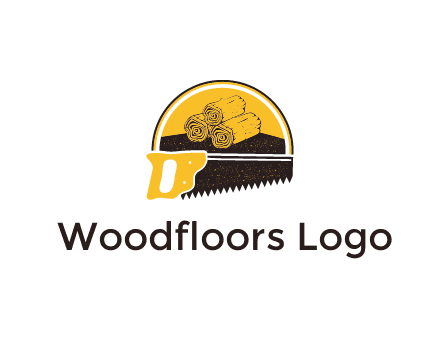 wood logs and saw logo