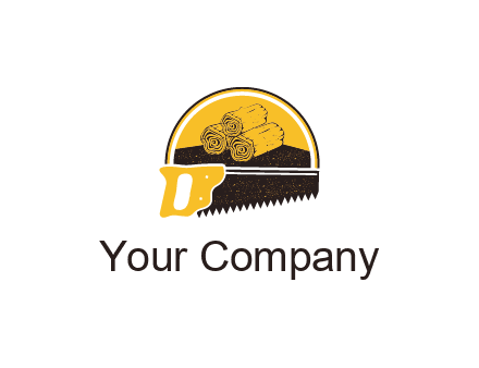 wood logs and saw logo