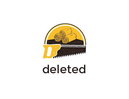 wood logs and saw logo