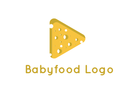 two rounded triangles of cheese forming a logo