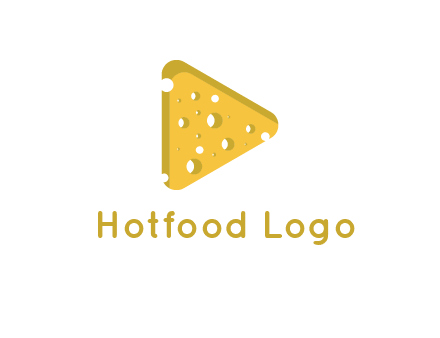 two rounded triangles of cheese forming a logo