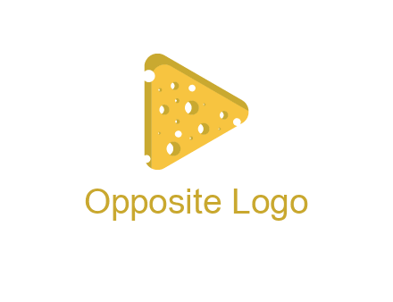 two rounded triangles of cheese forming a logo