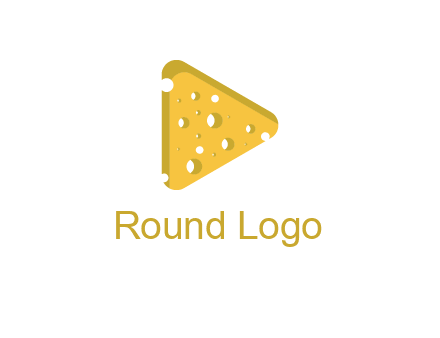two rounded triangles of cheese forming a logo