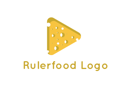 two rounded triangles of cheese forming a logo