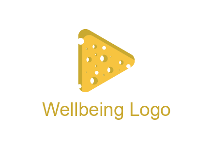 two rounded triangles of cheese forming a logo