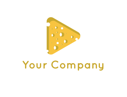 two rounded triangles of cheese forming a logo