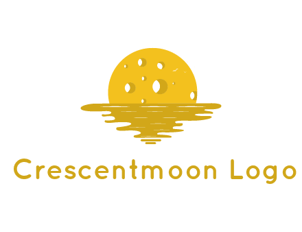 cheese moon setting on the sea horizon