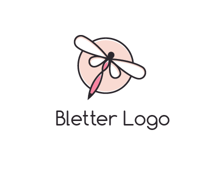 dragonfly slanting over a circle logo