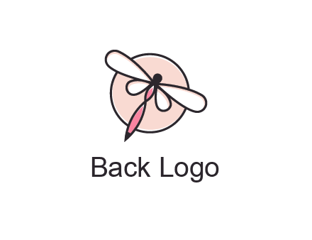 dragonfly slanting over a circle logo