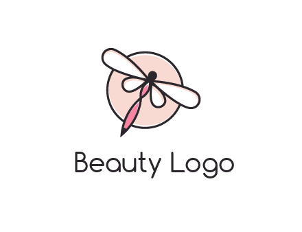 dragonfly slanting over a circle logo