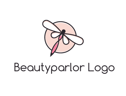 dragonfly slanting over a circle logo