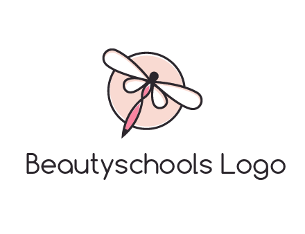 dragonfly slanting over a circle logo