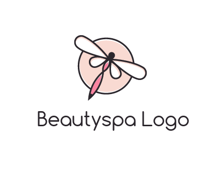 dragonfly slanting over a circle logo