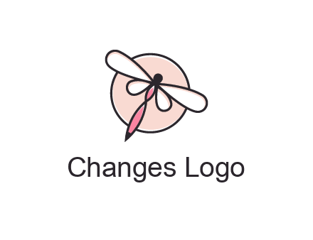 dragonfly slanting over a circle logo