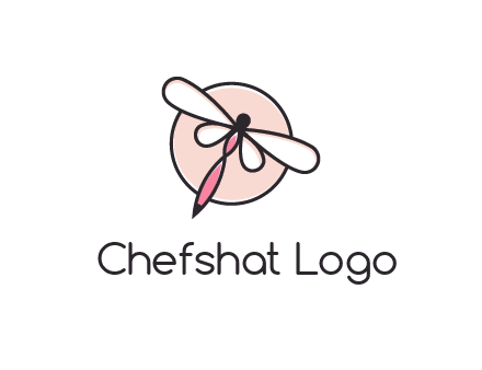 dragonfly slanting over a circle logo