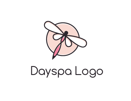 dragonfly slanting over a circle logo