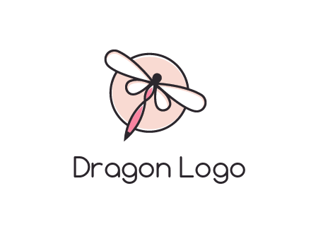 dragonfly slanting over a circle logo