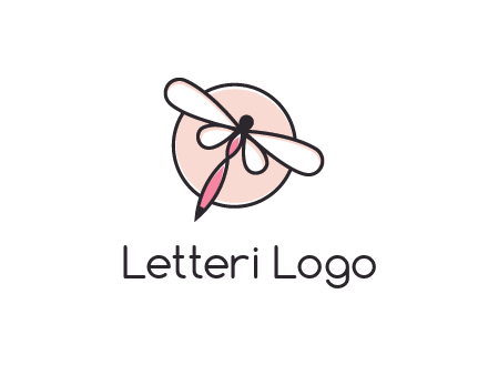dragonfly slanting over a circle logo