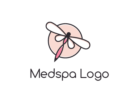 dragonfly slanting over a circle logo