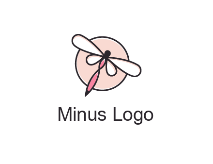 dragonfly slanting over a circle logo