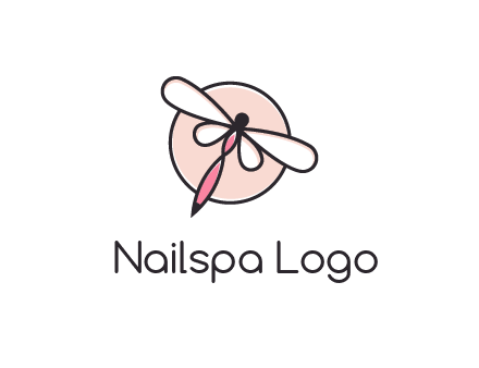 dragonfly slanting over a circle logo