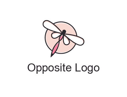 dragonfly slanting over a circle logo