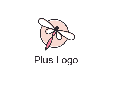 dragonfly slanting over a circle logo