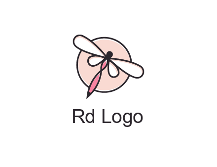 dragonfly slanting over a circle logo