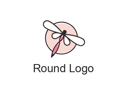 dragonfly slanting over a circle logo
