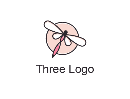 dragonfly slanting over a circle logo