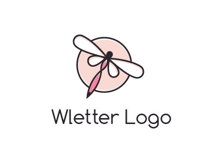 dragonfly slanting over a circle logo