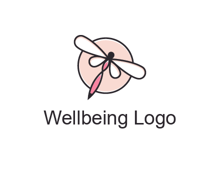 dragonfly slanting over a circle logo