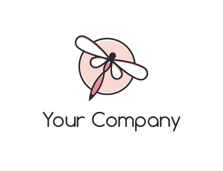 dragonfly slanting over a circle logo