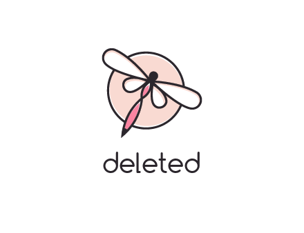 dragonfly slanting over a circle logo