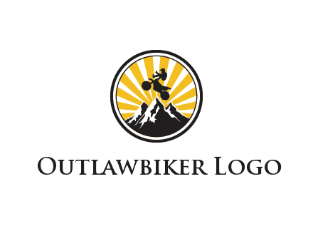 motorbike jumps over mountains