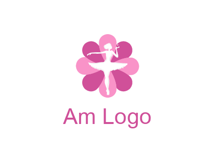 ballerina in a feminine flower shaped logo