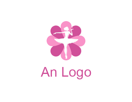 ballerina in a feminine flower shaped logo