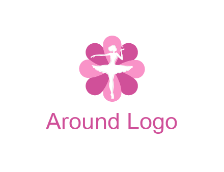 ballerina in a feminine flower shaped logo
