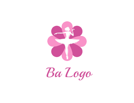 ballerina in a feminine flower shaped logo