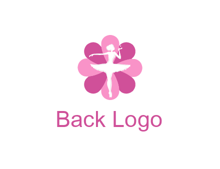 ballerina in a feminine flower shaped logo
