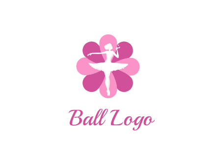 ballerina in a feminine flower shaped logo