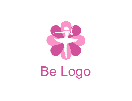 ballerina in a feminine flower shaped logo