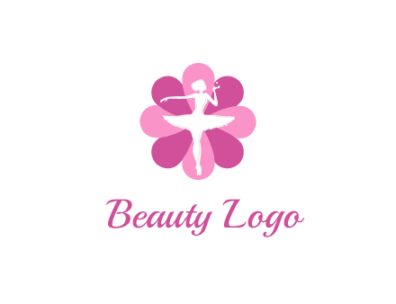 ballerina in a feminine flower shaped logo