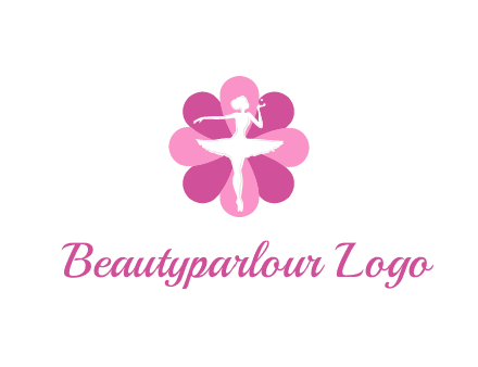 ballerina in a feminine flower shaped logo